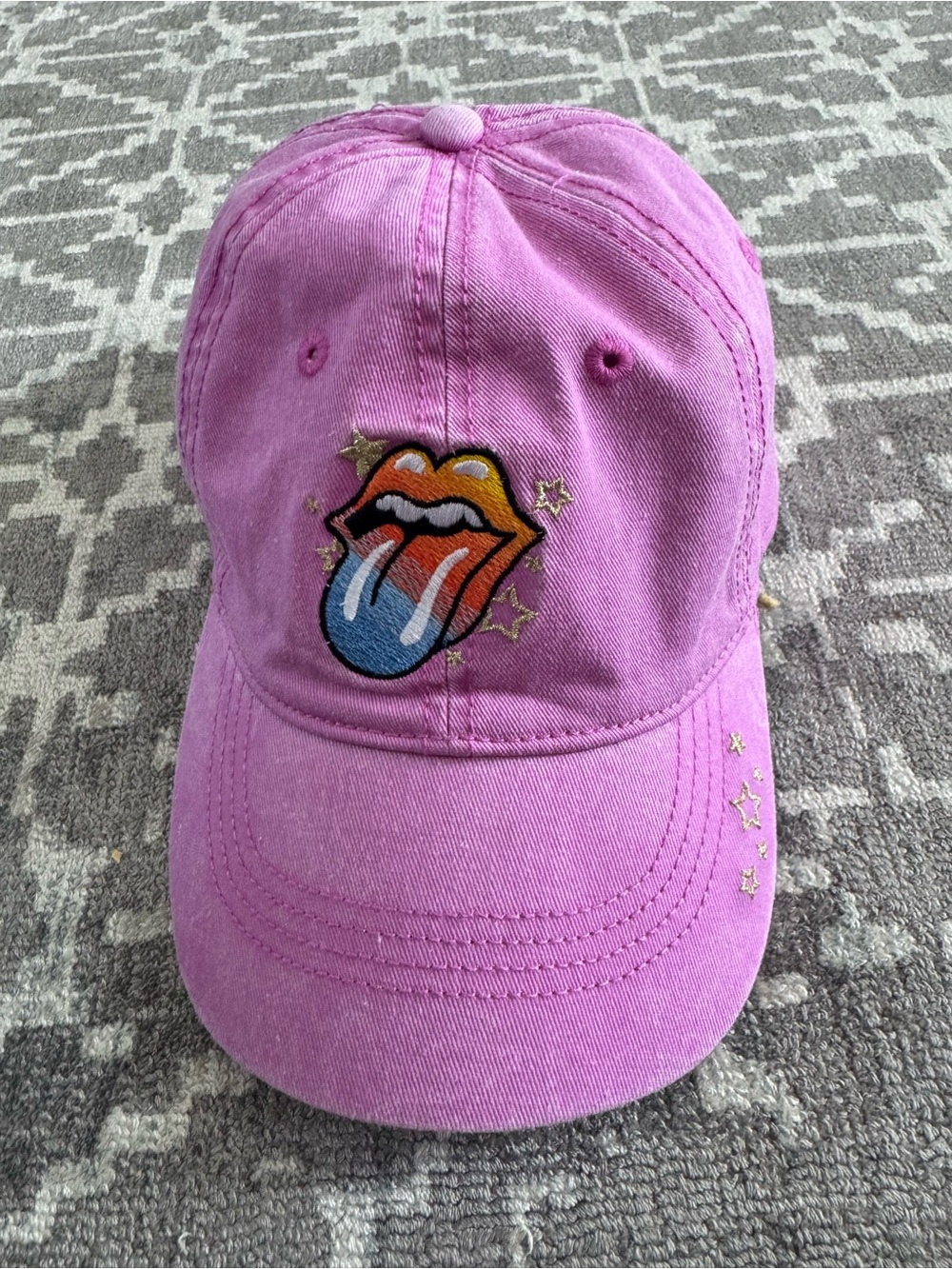 Pink Embroidered The Rolling Stones Tongue Baseball Cap